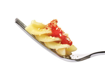 fusilli with tomato sauce and fresh parmesan cheese.