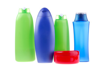 set of cosmetic bottles  isolated on white background