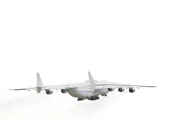 Fototapeta na wymiar Latający samolot na białym
