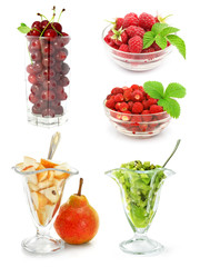 collection of fresh fruits isolated on white background