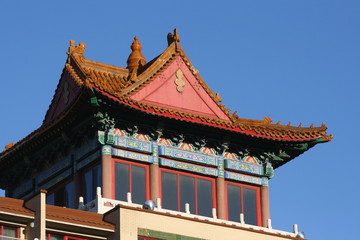 A roof top landmark showing Montreal's Chinatown