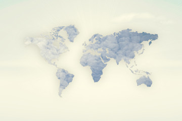 Fototapeta na wymiar Weltkarte aus Wolken