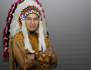 Portrait of a native american in a studio