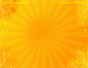 orange abstract background made of floral elements