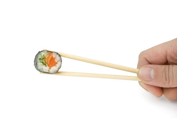 sushi is isolated on the white background