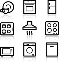 Home appliances black contour web icons V2