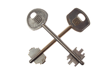 two steel key isolated on a white