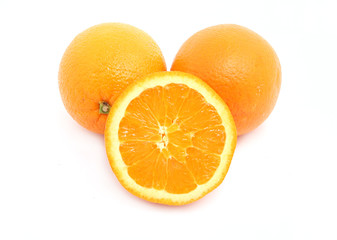 sliced orange isolated on white