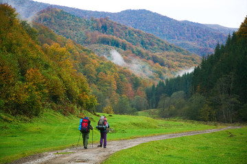 An image of two touristes on a road