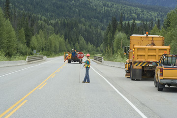 Road works! - Highway 18 in British Columbia, Canada