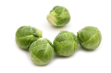 brussels sprouts on white background