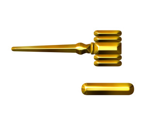 3d golden judge's gavel