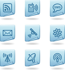 Communication web icons, blue sticker series