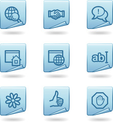 Internet communication web icons, blue sticker series