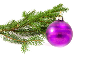 Christmas glass ball hanging on the tree
