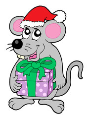 Christmas mouse with gift