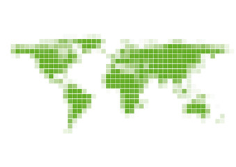 Fototapeta na wymiar World map of green tiles