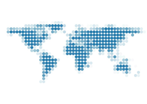 World Map of blue Dots