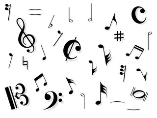 Large musical note set with shadows