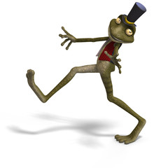 cartoon toad or frog with Clipping Path over white