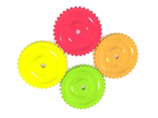 colored gears. 3d