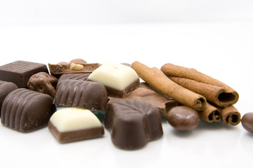 delicious chocolate close up isolated over white