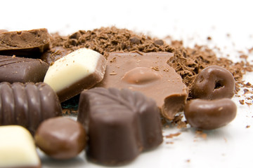 delicious chocolate close up isolated over white