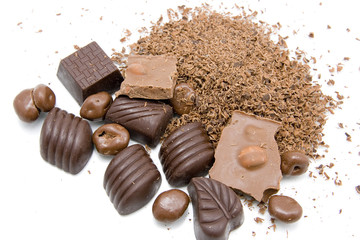 delicious chocolate close up isolated over white