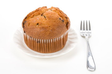 Muffin with white background, close up