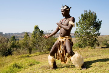 african zulu dancer - obrazy, fototapety, plakaty