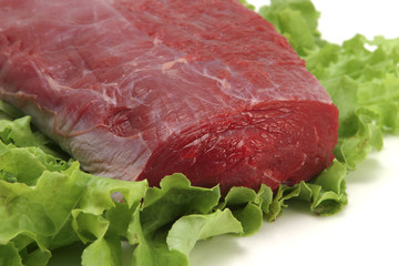 fresh meat on white plate close-up