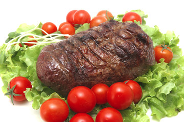 grill beef meat and vegetables