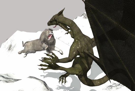 dragon vs white lion perfect for photoshop project