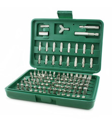 Set of casing heads in case isolated on a white background