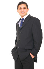 happy business man posing. isolated on white