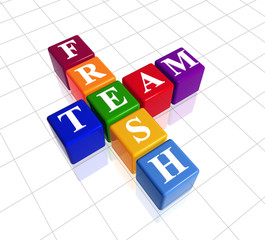 3d colour boxes with text - fresh team, crossword