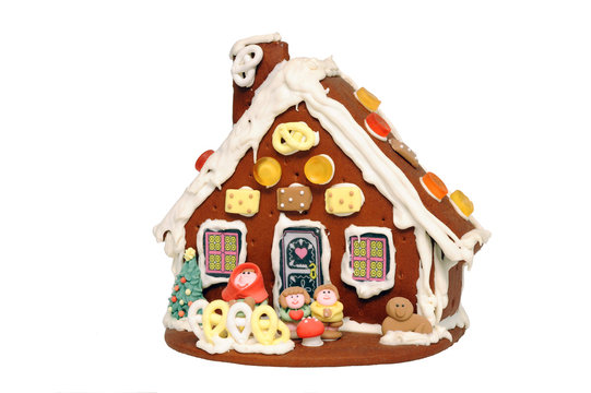 Lebkuchenhaus auf wei&szlig;
