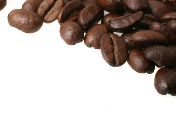 Coffee beans with empty copy space below.