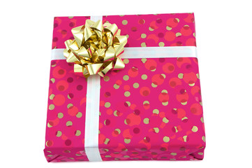 Gift: Pink box with golden bow