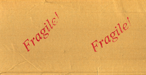 Red Fragile! Stamped on mail package