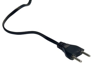 Plug of electricity on power cord isolated on white background