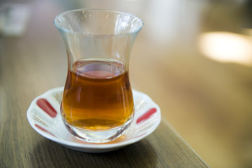 Tea served in traditional Turkish way.