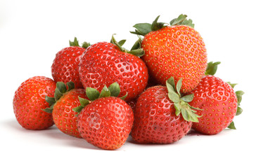 Fototapeta na wymiar isolated bunch of strawberries on a white background