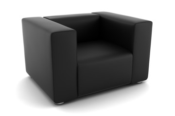 black armchair isolated on white background