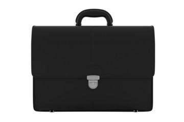 black leather briefcase isolated on white background