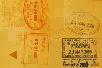 Macau and China passport stamps