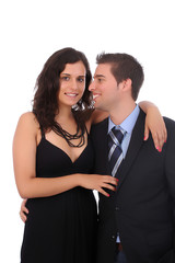 Bussiness couple portrait, isolated over white background