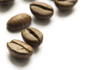 Coffee beans on white background