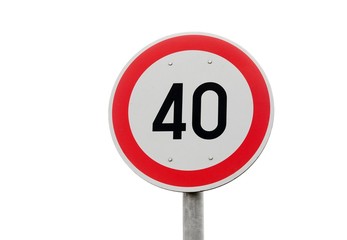 Speed limit traffic sign isolated on a white