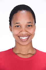 classic portrait of african american  woman with  red t-shirt